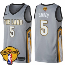 Men's Nike Cleveland Cavaliers #5 J.R. Smith Swingman Gray 2018 NBA Finals Bound NBA Jersey - City Edition