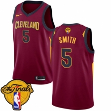 Men's Nike Cleveland Cavaliers #5 J.R. Smith Swingman Maroon 2018 NBA Finals Bound NBA Jersey - Icon Edition