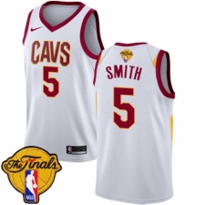 Women's Nike Cleveland Cavaliers #5 J.R. Smith Authentic White 2018 NBA Finals Bound NBA Jersey - Association Edition