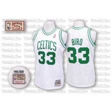 Men's Mitchell and Ness Boston Celtics #33 Larry Bird Authentic White Throwback NBA Jersey