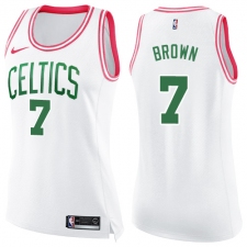 Women's Nike Boston Celtics #7 Jaylen Brown Swingman White/Pink Fashion NBA Jersey