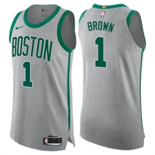 Men's Nike Boston Celtics #1 Walter Brown Authentic Gray NBA Jersey - City Edition