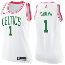 Women's Nike Boston Celtics #1 Walter Brown Swingman White/Pink Fashion NBA Jersey