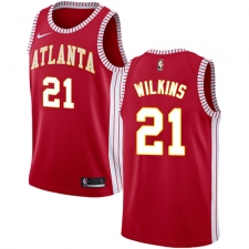Men's Nike Atlanta Hawks #21 Dominique Wilkins Authentic Red NBA Jersey Statement Edition
