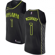 Men's Nike Atlanta Hawks #1 Tracy Mcgrady Authentic Black NBA Jersey - City Edition