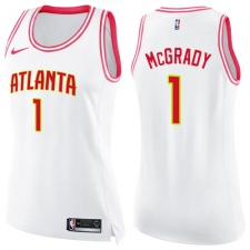 Women's Nike Atlanta Hawks #1 Tracy Mcgrady Swingman White/Pink Fashion NBA Jersey