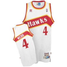 Men's Adidas Atlanta Hawks #4 Spud Webb Swingman White Throwback NBA Jersey