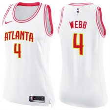 Women's Nike Atlanta Hawks #4 Spud Webb Swingman White/Pink Fashion NBA Jersey