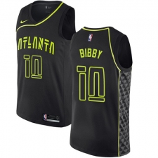 Men's Nike Atlanta Hawks #10 Mike Bibby Authentic Black NBA Jersey - City Edition