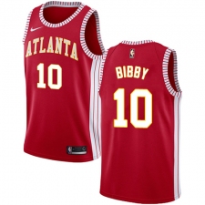Men's Nike Atlanta Hawks #10 Mike Bibby Authentic Red NBA Jersey Statement Edition