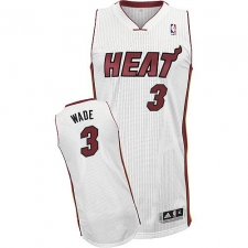 Men's Adidas Miami Heat #3 Dwyane Wade Authentic White Home NBA Jersey