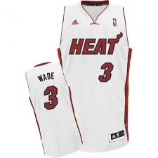 Men's Adidas Miami Heat #3 Dwyane Wade Swingman White Home NBA Jersey
