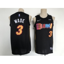 Men's Miami Heat 2021-22 City Edition #3 Dwyane Wade Black Stitched Basketball Jersey