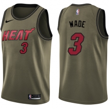 Men's Nike Miami Heat #3 Dwyane Wade Swingman Green Salute to Service NBA Jersey