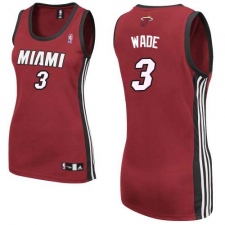 Women's Adidas Miami Heat #3 Dwyane Wade Authentic Red Alternate NBA Jersey
