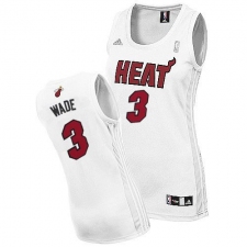 Women's Adidas Miami Heat #3 Dwyane Wade Swingman White Home NBA Jersey