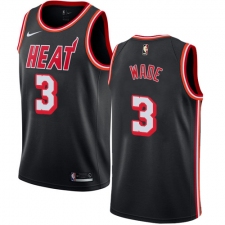 Women's Nike Miami Heat #3 Dwyane Wade Authentic Black Black Fashion Hardwood Classics NBA Jersey