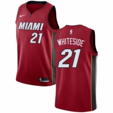 Men's Nike Miami Heat #21 Hassan Whiteside Swingman Red NBA Jersey Statement Edition
