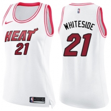 Women's Nike Miami Heat #21 Hassan Whiteside Swingman White/Pink Fashion NBA Jersey