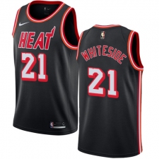 Youth Nike Miami Heat #21 Hassan Whiteside Authentic Black Black Fashion Hardwood Classics NBA Jersey