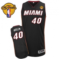 Men's Adidas Miami Heat #40 Udonis Haslem Authentic Black Road Finals Patch NBA Jersey