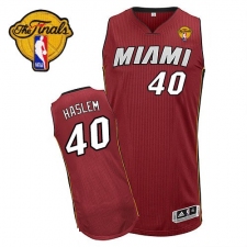 Men's Adidas Miami Heat #40 Udonis Haslem Authentic Red Alternate Finals Patch NBA Jersey