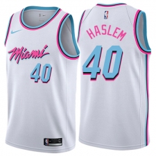 Men's Nike Miami Heat #40 Udonis Haslem Authentic White NBA Jersey - City Edition