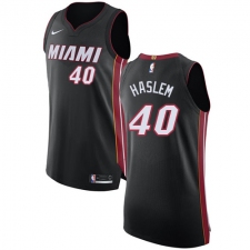 Youth Nike Miami Heat #40 Udonis Haslem Authentic Black Road NBA Jersey - Icon Edition