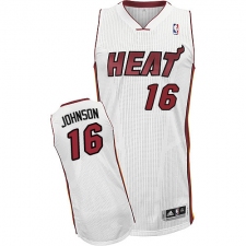 Men's Adidas Miami Heat #16 James Johnson Authentic White Home NBA Jersey
