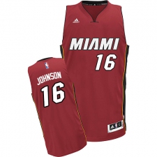 Men's Adidas Miami Heat #16 James Johnson Swingman Red Alternate NBA Jersey