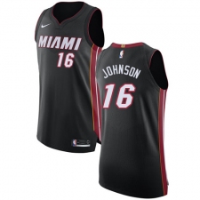 Men's Nike Miami Heat #16 James Johnson Authentic Black Road NBA Jersey - Icon Edition