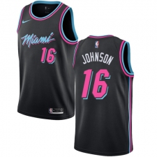 Men's Nike Miami Heat #16 James Johnson Swingman Black NBA Jersey - City Edition