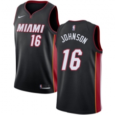 Men's Nike Miami Heat #16 James Johnson Swingman Black Road NBA Jersey - Icon Edition