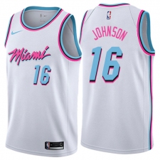 Men's Nike Miami Heat #16 James Johnson Swingman White NBA Jersey - City Edition