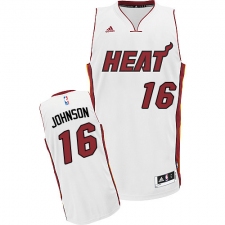 Women's Adidas Miami Heat #16 James Johnson Swingman White Home NBA Jersey