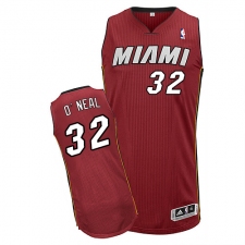 Men's Adidas Miami Heat #32 Shaquille O'Neal Authentic Red Alternate NBA Jersey