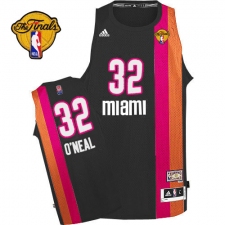Men's Adidas Miami Heat #32 Shaquille O'Neal Swingman Black ABA Hardwood Classic Finals Patch NBA Jersey