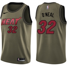 Men's Nike Miami Heat #32 Shaquille O'Neal Swingman Green Salute to Service NBA Jersey