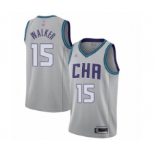 Men's Jordan Charlotte Hornets #15 Kemba Walker Swingman Gray Basketball Jersey - 2019 20 City Edition