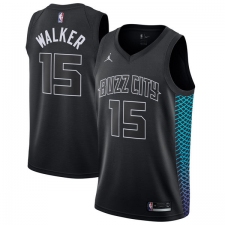 Men's Nike Jordan Charlotte Hornets #15 Kemba Walker Authentic Black NBA Jersey - City Edition