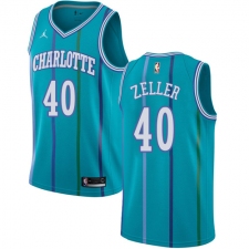 Men's Nike Jordan Charlotte Hornets #40 Cody Zeller Authentic Aqua Hardwood Classics NBA Jersey