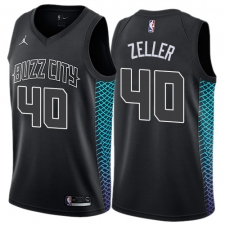 Men's Nike Jordan Charlotte Hornets #40 Cody Zeller Authentic Black NBA Jersey - City Edition