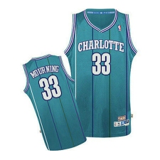 Men's Adidas Charlotte Hornets #33 Alonzo Mourning Authentic Light Blue Throwback NBA Jersey