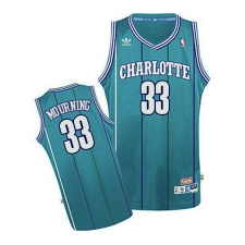 Men's Adidas Charlotte Hornets #33 Alonzo Mourning Swingman Light Blue Throwback NBA Jersey