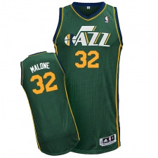 Men's Adidas Utah Jazz #32 Karl Malone Authentic Green Alternate NBA Jersey