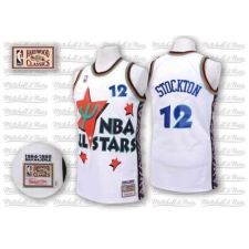 Men's Adidas Utah Jazz #12 John Stockton Authentic White 1995 All Star Throwback NBA Jersey