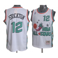 Men's Mitchell and Ness Utah Jazz #12 John Stockton Authentic White 1996 All Star Throwback NBA Jersey