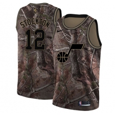 Men's Nike Utah Jazz #12 John Stockton Swingman Camo Realtree Collection NBA Jersey