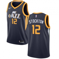 Men's Nike Utah Jazz #12 John Stockton Swingman Navy Blue Road NBA Jersey - Icon Edition