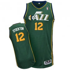 Women's Adidas Utah Jazz #12 John Stockton Authentic Green Alternate NBA Jersey